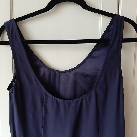 Aritzia T.  Babaton 100% Silk Round Neck Mini Dress Slip in Navy - Picture 5 of 5